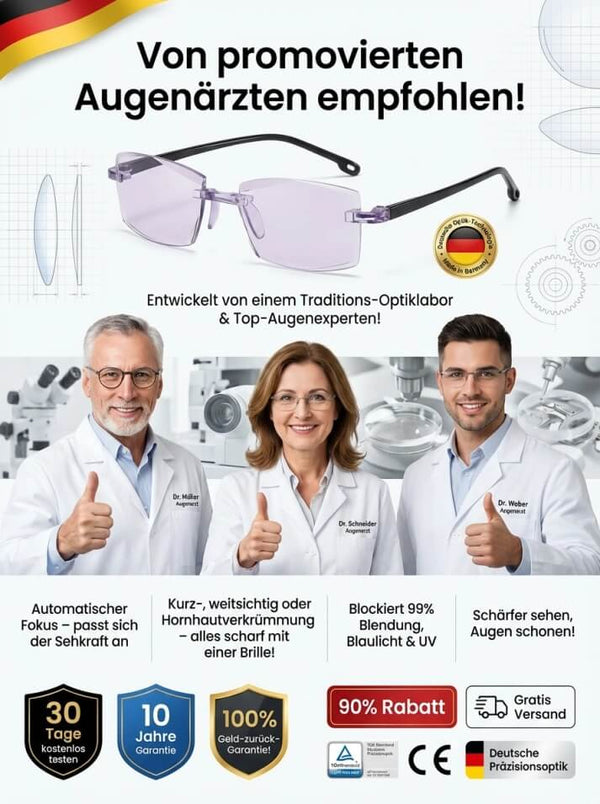 Jenaer Optik Intelligent Photochromic Reading Glasses - No Eye Test Required Smart Adaptive Eyewear