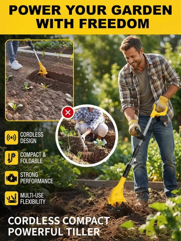 Lightweight Foldable Soil Tiller - High-Torque Garden Cultivating Tool