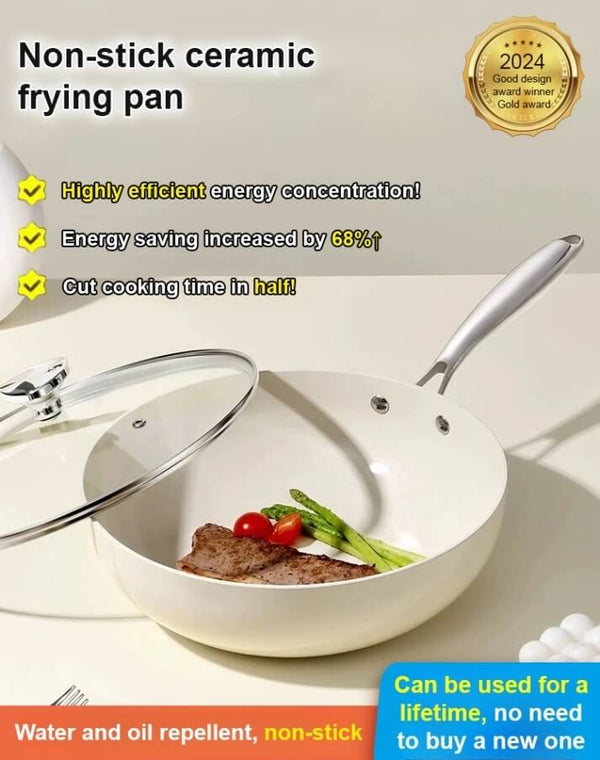 Micron-Level Ceramic Glaze Non-Stick Pan - Healthy Scratch-Resistant Cookware