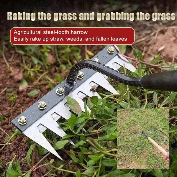 Multi-Functional Manganese Steel Weed Rake - All-in-One Garden Weeding Tool