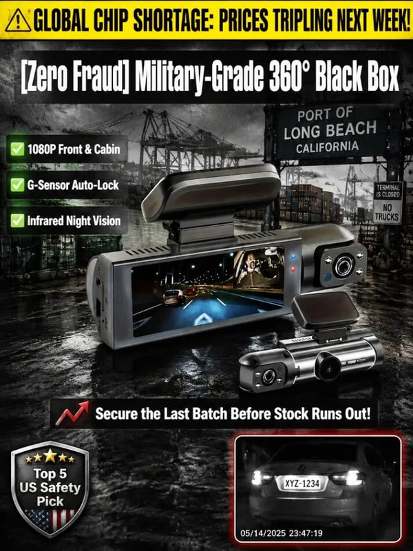 Panoramic Dash Cam - Wide-Angle Driving Safety Camera