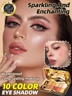 10-Color Glitter Eyeshadow Palette - Waterproof High-Pigment Makeup Set
