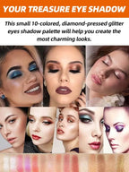 10-Color Glitter Eyeshadow Palette - Waterproof High-Pigment Makeup Set