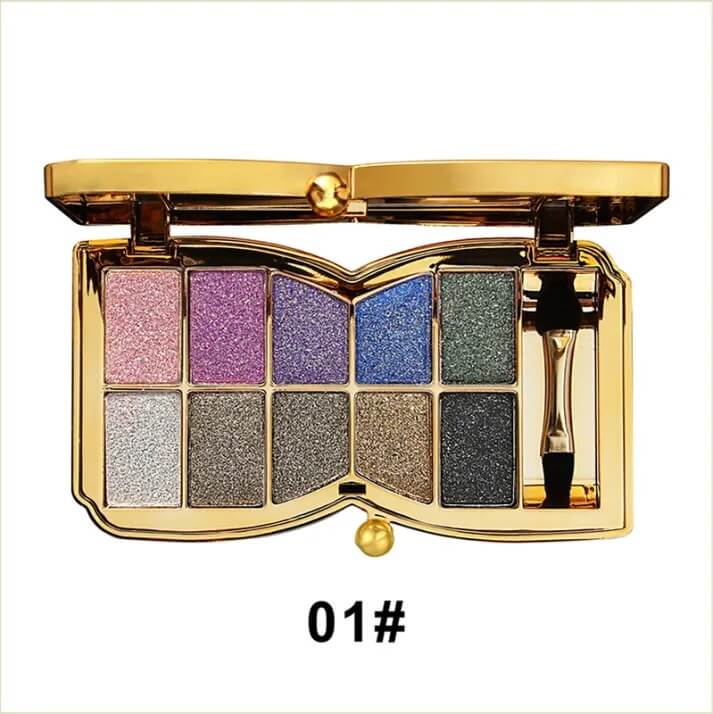 10-Color Glitter Eyeshadow Palette - Waterproof High-Pigment Makeup Set