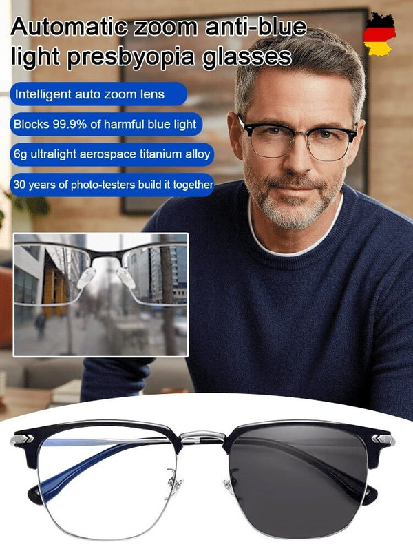 【100-700° Intelligent Focusing】Auto-Focus Blue Light Blocking Reading Glasses.