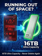 16TB Portable SSD - IP54 Waterproof Shockproof External Storage for iPhone, Mac & PC (Factory Price Sale)
