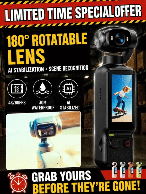 180° Rotating Lens Video Recorder - Portable Smart Outdoor Recording Camera