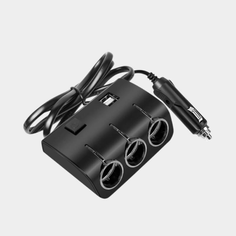 3-Way Car Cigarette Lighter Splitter - Multi-Port Power Adapter for Vehicles