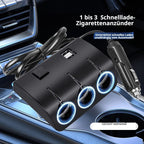 3-Way Car Cigarette Lighter Splitter - Multi-Port Power Adapter for Vehicles