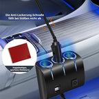 3-Way Car Cigarette Lighter Splitter - Multi-Port Power Adapter for Vehicles