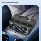 3-Way Car Cigarette Lighter Splitter - Multi-Port Power Adapter for Vehicles