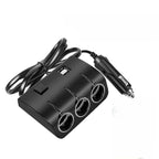 3-Way Car Cigarette Lighter Splitter - Multi-Port Power Adapter for Vehicles