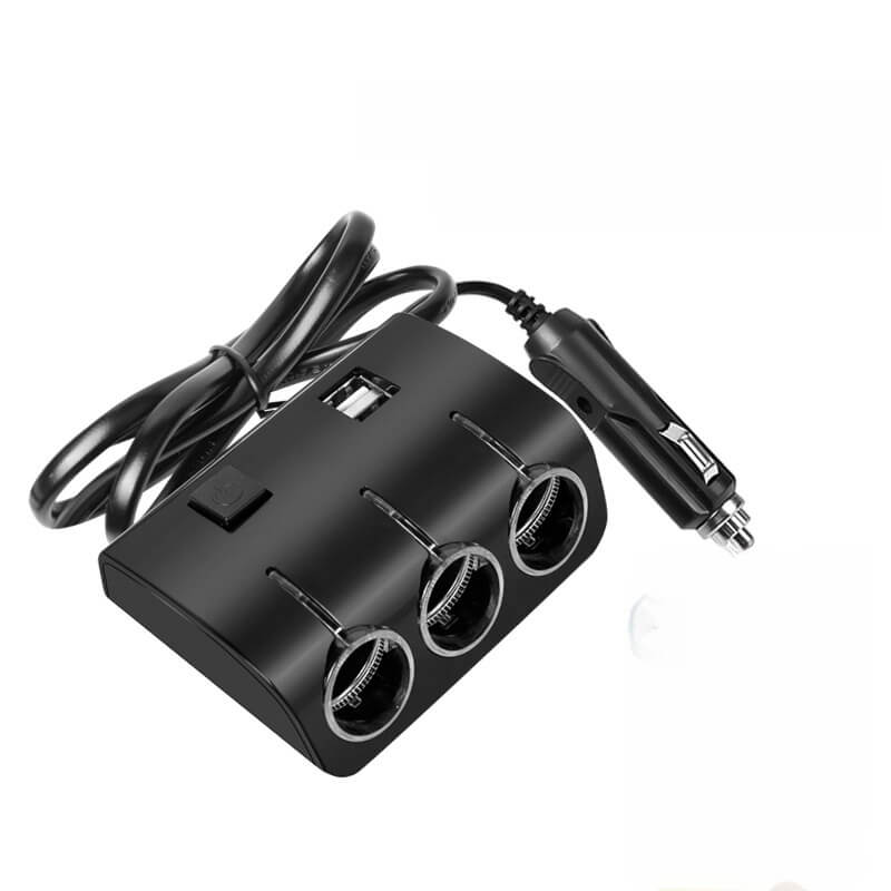 3-Way Car Cigarette Lighter Splitter - Multi-Port Power Adapter for Vehicles
