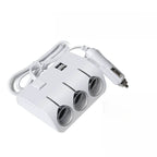 3-Way Car Cigarette Lighter Splitter - Multi-Port Power Adapter for Vehicles