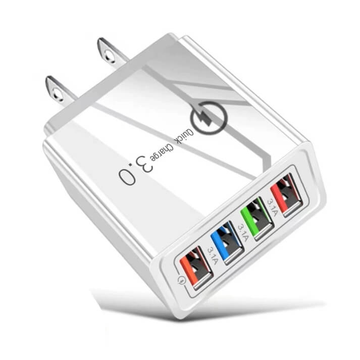 4-Port Travel Charger - Fast Multi-Device Charging for Extended Battery Life