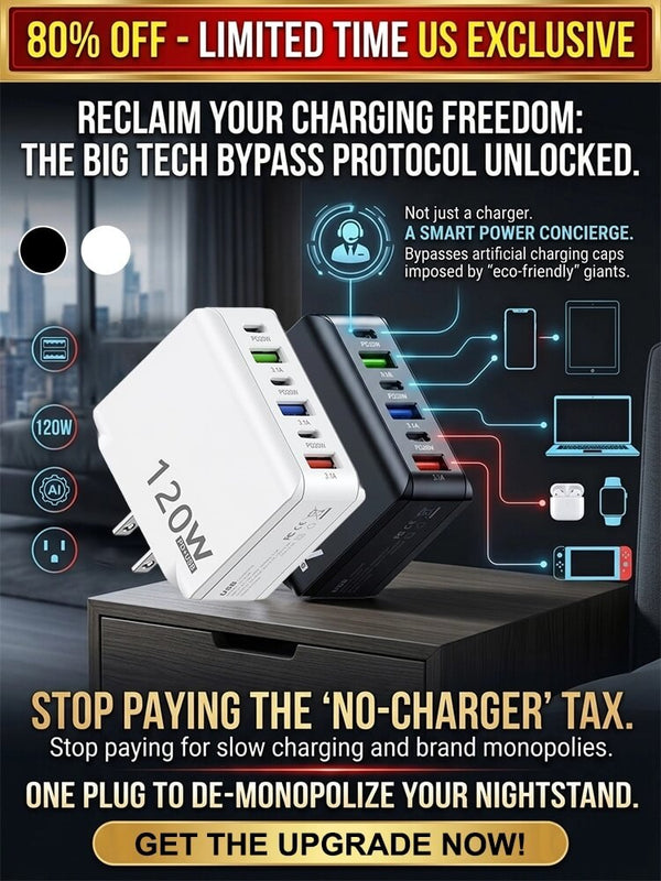 6-Port Fast Charging Adapter - Multi-Device Power Hub for Extended Battery Life