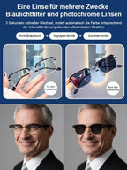 Auto-Zoom Photochromic Reading Glasses - Blue Light Protection Smart Eyewear for Presbyopia