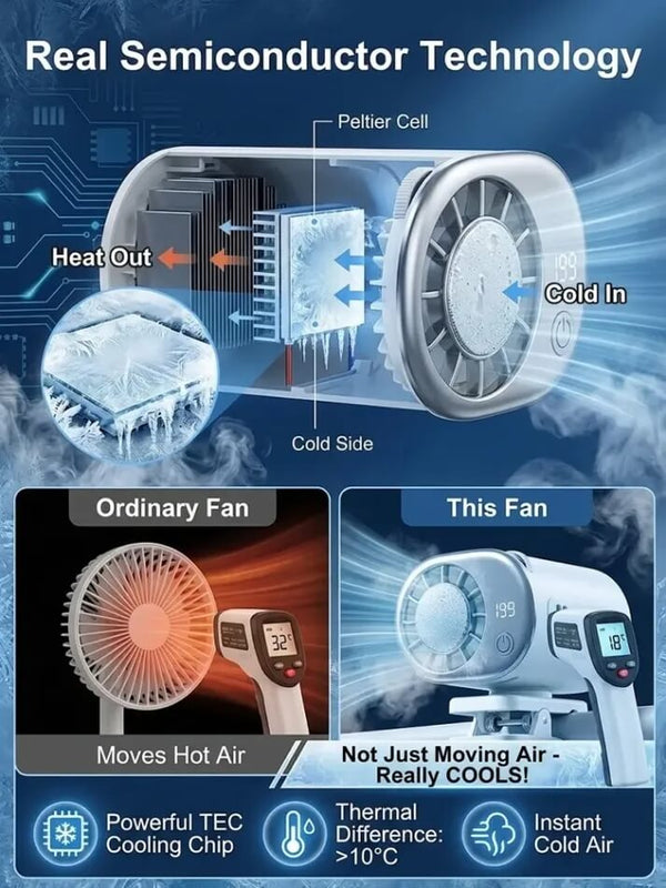 Clip-On Mini Smart Air Conditioner - Instant 16°C Cooling Breeze