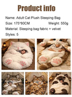 Cloud Plush Cat Sleeping Bag - Full Body Cozy Wrap for Comfort & Sleep