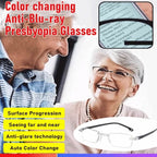 Color-Changing Anti-Blue Light Presbyopia Glasses】Automatic Adjustment From 100 To 700 Degrees Ensures You Never Need To Change Glasses Due To Prescription Changes For Life