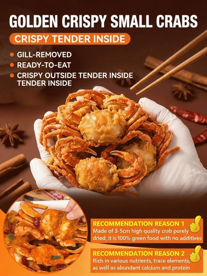 Crispy Baby Crabs Snack - Edible Shell High-Protein Fried Seafood Treat