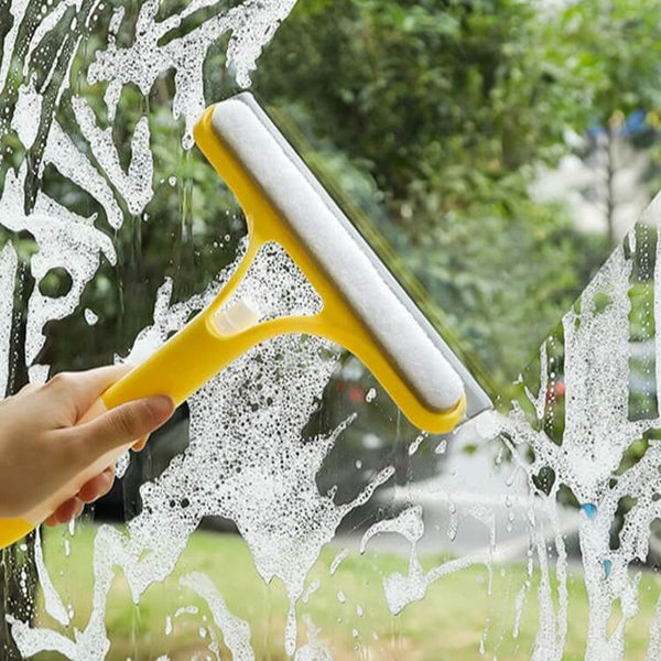 Double-Sided Window Squeegee - Built-In Spray Bottle Glass Cleaning Tool