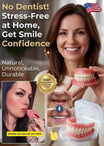 Full Coverage Dentures - Comfortable Cosmetic False Teeth with Free Portable Storage Box