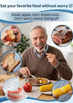 Full Coverage Dentures - Comfortable Cosmetic False Teeth with Free Portable Storage Box
