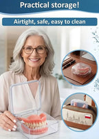 Full Coverage Dentures - Comfortable Cosmetic False Teeth with Free Portable Storage Box