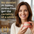 Full Coverage Dentures - Comfortable Cosmetic False Teeth with Free Portable Storage Box