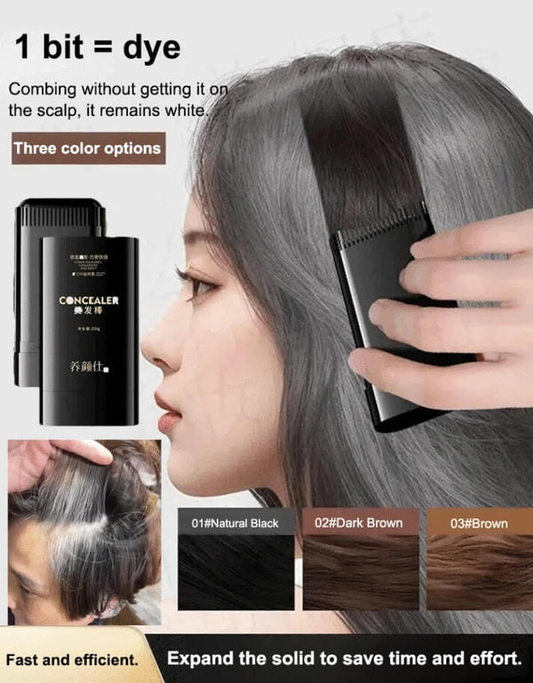 Instant Gray Hair Cover Stick - Waterproof Sweatproof Plant-Based Hair Color Solution