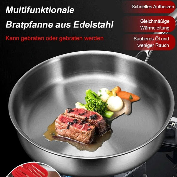 Multifunctional Stainless Steel Frying Pan - Durable Non-Stick Cooking Cookware