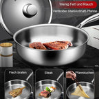 Multifunctional Stainless Steel Frying Pan - Durable Non-Stick Cooking Cookware