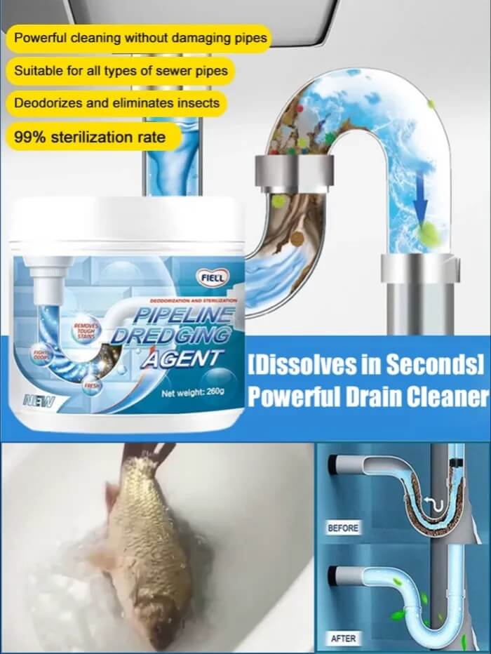 Pipe Dredging Agent - Fast-Acting Drain Cleaner & Odor Remover
