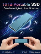 Professional 16TB External SSD - USB 3.2 Gen 2 High-Speed Storage (Up to 2000MB/s)