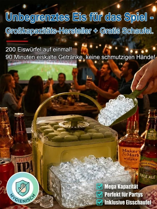 Professional Ice Cube Machine - Fast 2-Minute Ice Maker for Parties & Football Nights