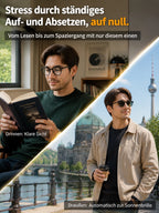 Progressive Reading Glasses – Self-Tinting Titanium
