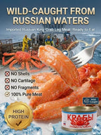 Ready-to-Eat King Crab Leg Meat - Wild-Caught High-Protein Russian Seafood Snack