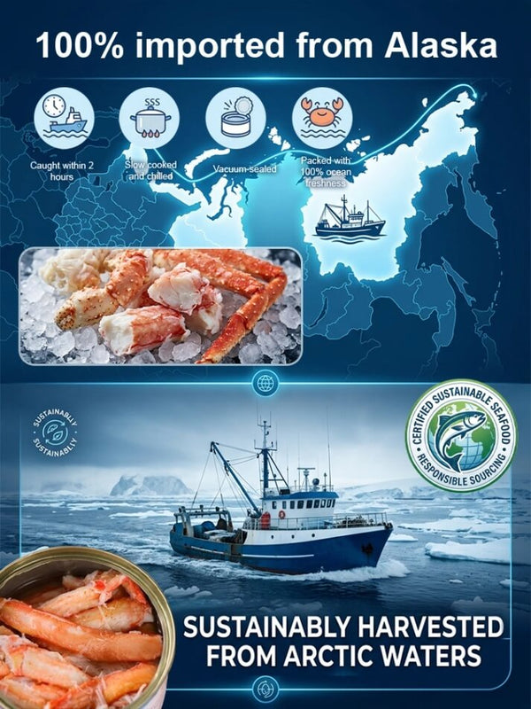 Russian King Crab Leg Meat - Ready-to-Eat Wild-Caught High-Protein Seafood Snack