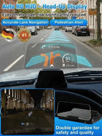 Smart Car HUD Display - Night Vision, GPS Speed Detection & Lane-Level Navigation