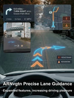 Smart Car HUD Display - Night Vision, GPS Speed Detection & Lane-Level Navigation