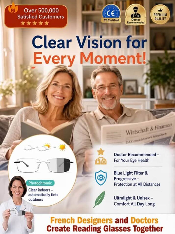 Smart Progressive Glasses - Clear Vision at Every Distance & Light Condition