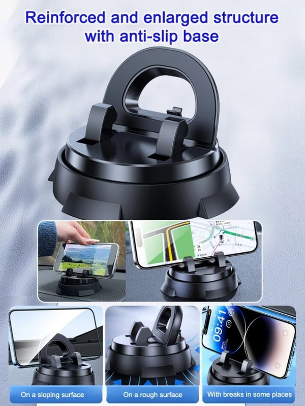Smart Suction Cup Car Phone Holder - Auto-Clamping 360° Navigation Mount (10X Grip)