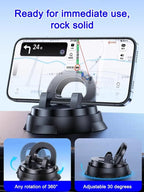 Smart Suction Cup Car Phone Holder - Auto-Clamping 360° Navigation Mount (10X Grip)