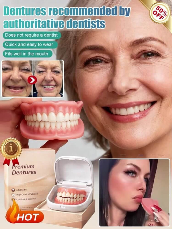 Snap-On Smile Dentures - Glue-Free Natural White Instant Fit Teeth Cover