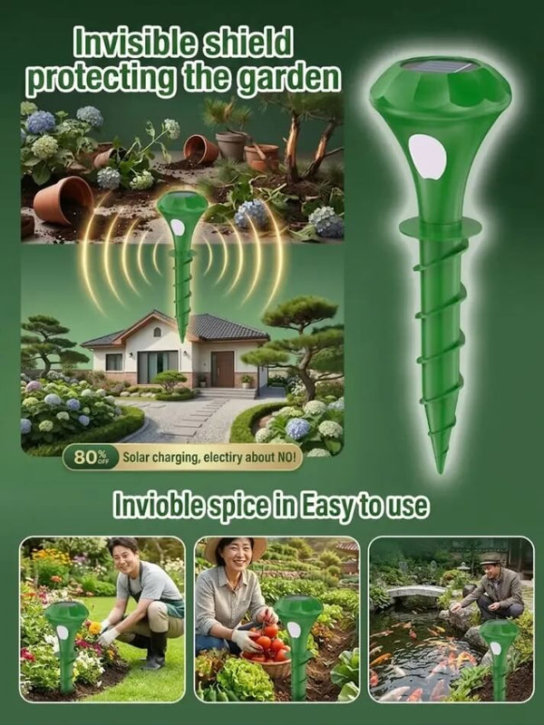 Solar-Powered Animal Repellent - Waterproof Ultrasonic Outdoor Protection