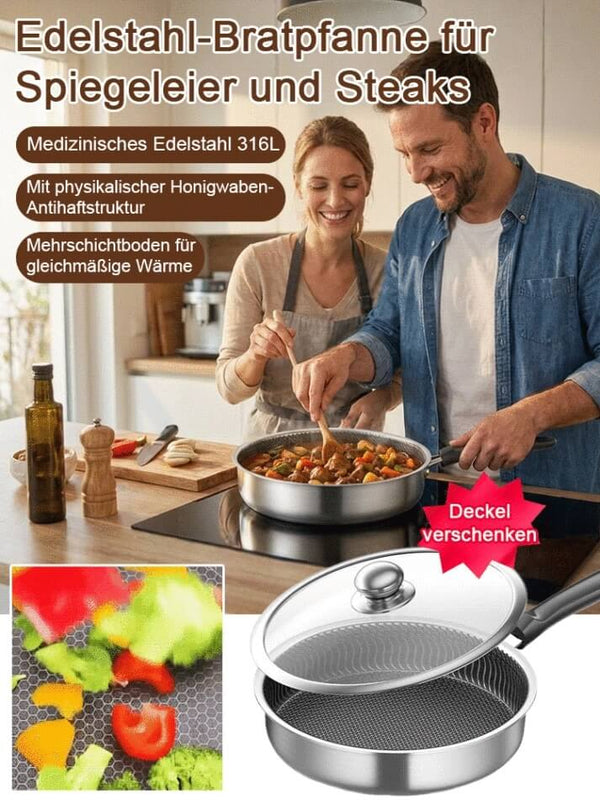 Stainless Steel Frying Pan - Durable Skillet for Eggs, Steaks & Everyday Cooking