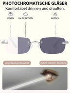 Ultra-Light Rimless Photochromic Reading Glasses - Intelligent Auto-Focus Smart Vision Eyewear (0–1000°)