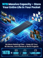 Ultra-Thin Portable SSD - High-Speed 16TB Compact Storage Drive