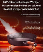 Uncoated Nitrided Iron Frying Pan - High-Precision Flat-Bottom Cookware for Everyday Cooking